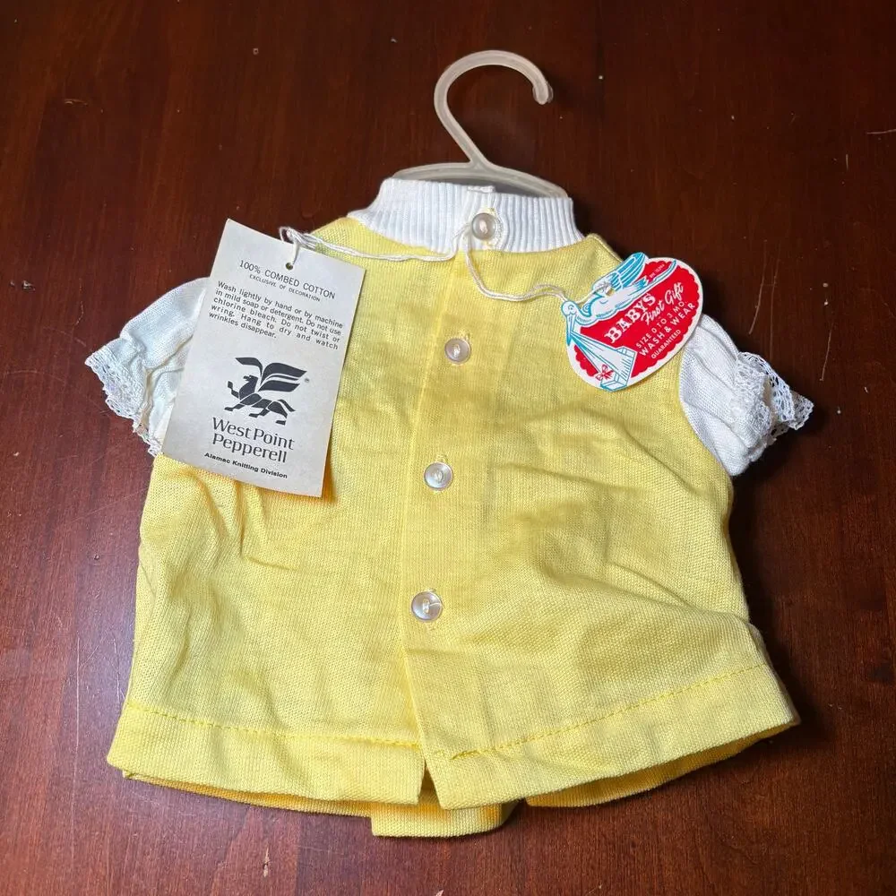 Vintage New Old Stock Baby's First Gift Yellow Outfit Sweater & Bloomers